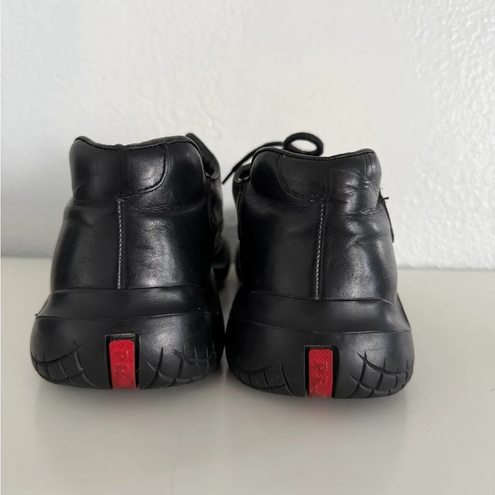 Prada Black Leather Lace-Up chunky shoes - Picture 4 of 6